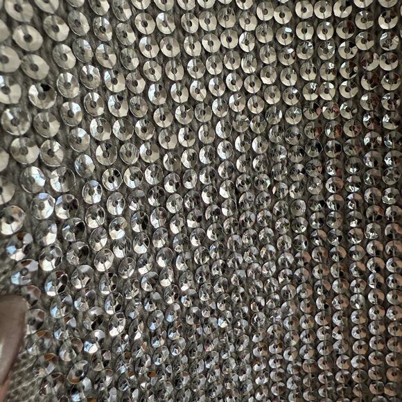 CHICO'S Gray Sequined Shae Open Front Cardigan Wool Mohair Blend Size 2 / Large - Picture 3 of 8